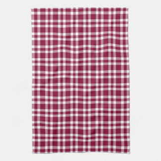 Burgundy White Plaid Pattern Kökshandduk