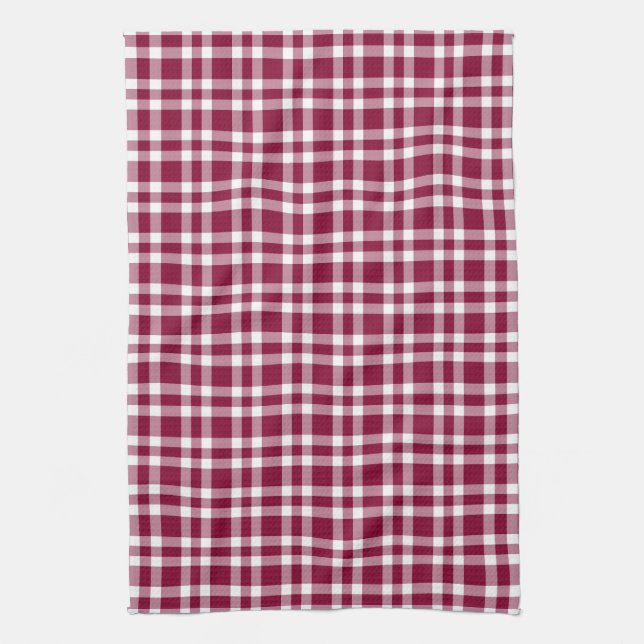 Burgundy White Plaid Pattern Kökshandduk (Vertikal)