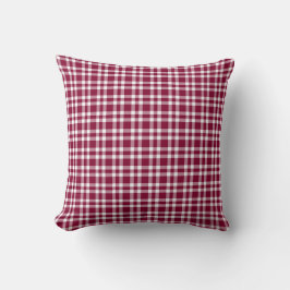 Burgundy White Plaid Pattern Kudde