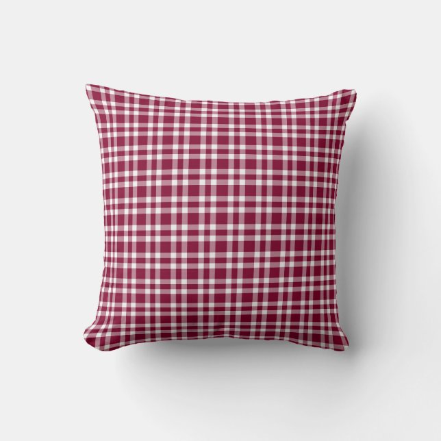 Burgundy White Plaid Pattern Kudde (Framsida)
