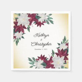 Burgundy & White Poinsettias-julen Bröllop Pappersservett