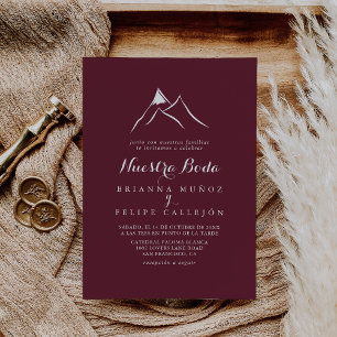 Burgundy White Silhouette Mountain Nuestra Boda Inbjudningar