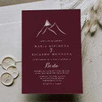 Burgundy White Silhouette Mountain Spain Bröllop