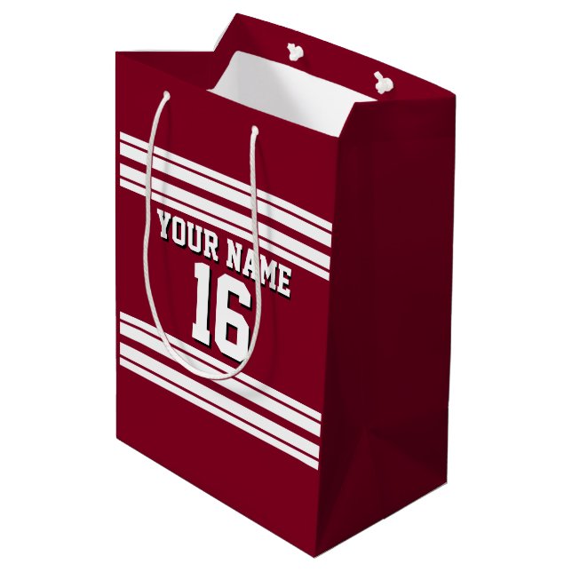 Burgundy White Team Jersey Anpassningsbar Number N (Baksidan Vinklad)
