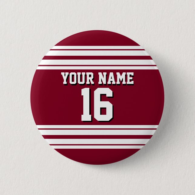 Burgundy White Team Jersey Anpassningsbar Number N Knapp (Framsida)