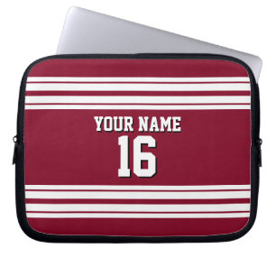 Burgundy White Team Jersey Anpassningsbar Number N Laptop Sleeve