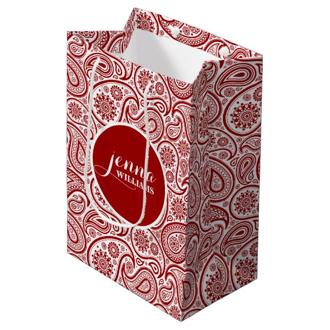 Burgundy & White Vintage paisley Damasks (Framsidan Vinklad)