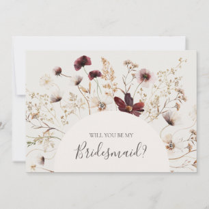 Burgundy Wildblomige Beige Bridesmaid Frieri kort