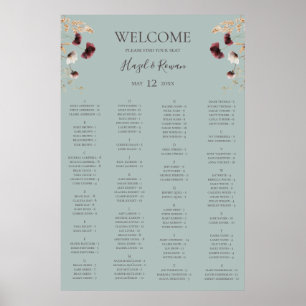 Burgundy Wildblomma Ljustavla Poster
