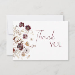 Burgundy Wildblommor Poppy Flower Baby Shower Tack Kort