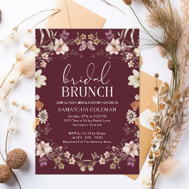 Burgundy Wildblommy Möhippa Brunch Möhippa Inbjudningar