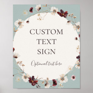 Burgundy Wildflower   Teal Kort & Gåvor Anpassade Poster