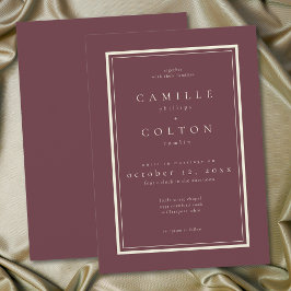 Burgundy Wine Minimalist Frame Wedding Inbjudningar