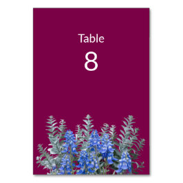 Burgundy Winter Wedand med Bluebonnet Bordsnummer