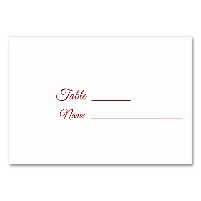 Burgundy Winter Wedand med Bluebonnet Bordsnummer (Baksidan)