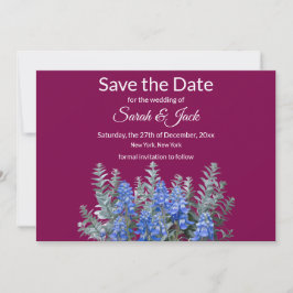 Burgundy Winter Wedand med Bluebonnet Spara Datumet