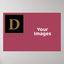 Burgundy with Guld Family Initial Photo Visning Poster