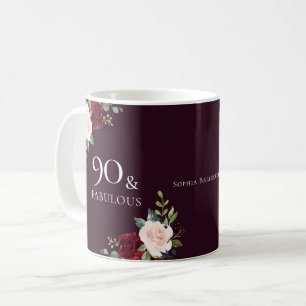 Burgundy Womans 90:e Födelsedagsfest Gift Kaffemugg