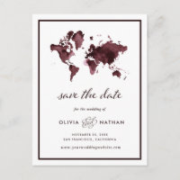 Burgundy World Map | Elegant Resa Spara datum