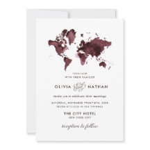 Burgundy World Map | Elegant Travel Tema Bröllop