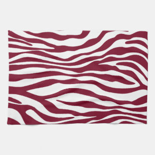 Burgundy Zebra Animal Print Kökshandduk