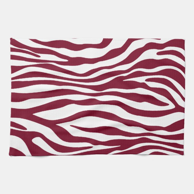 Burgundy Zebra Animal Print Kökshandduk (Horisontell)