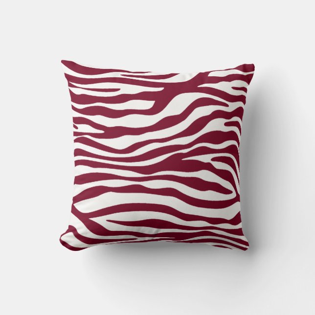 Burgundy Zebra Animal Print Kudde (Framsida)