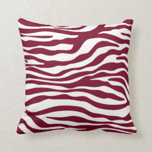 Burgundy Zebra Animal Print Kudde