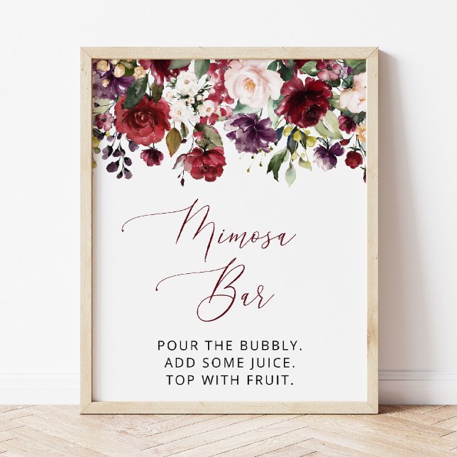 Burgundyblommor, Rosa blommor, Boho, Mimosa Bar  Poster (Skapare uppladdad)