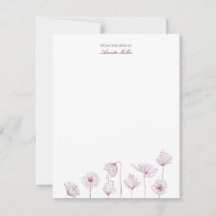Burgundyröda blommiga personliga brevpapper anteck