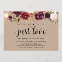 Burgundyröda kraftblommiga vigselreceptionskort