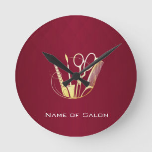 Burgundyvin & Golden Beauty Salon Rund Klocka