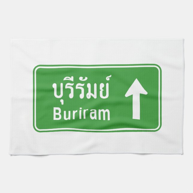 Buriram ⚠ Thai Highway Traffic Sign ⚠ Kökshandduk (Horisontell)