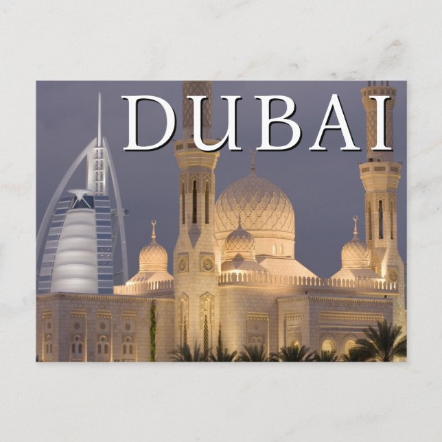 Burj al Arab | Moské i kvälls-Dubai Vykort (Framsida)