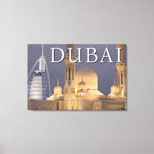 Burj al Arab Moské på kvällen Dubai Canvastryck