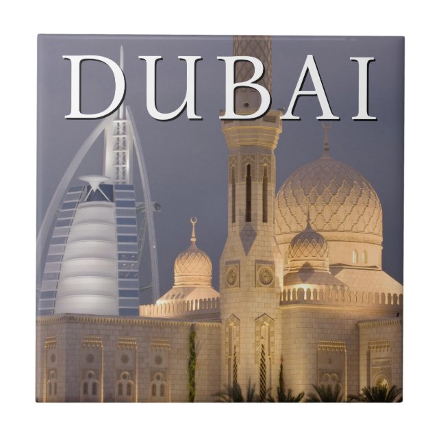 Burj al Arab | Moské på kvällen Dubai Kakelplatta (Framsidan)
