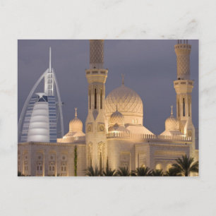 Burj al Arab Moské på kvällen Dubai Vykort