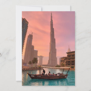Burj Khalifa Boat Sjö Cityscape Inbjudningar
