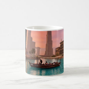 Burj Khalifa Boat Sjö Cityscape Kaffemugg