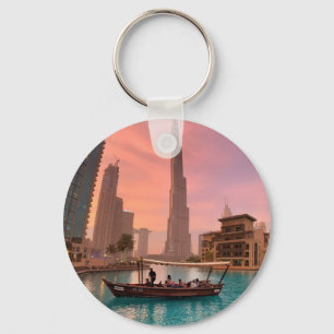 Burj Khalifa Boat Sjö Cityscape Nyckelring