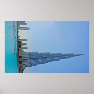 Burj Khalifa & Dubai Fontän-fotografi Poster