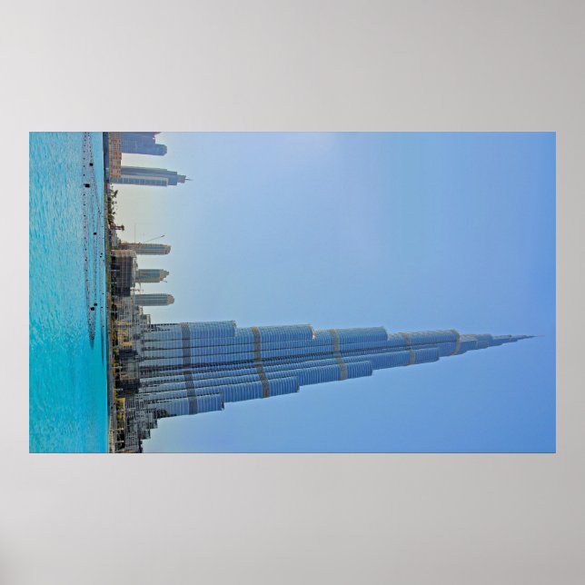 Burj Khalifa & Dubai Fontän-fotografi Poster (Framsidan)