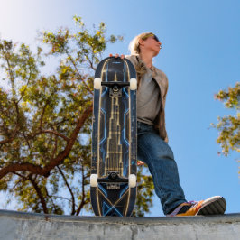 Burj Khalifa Dubai - Guld och elektrisk blå neon Mini Skateboard Bräda 18,5 Cm