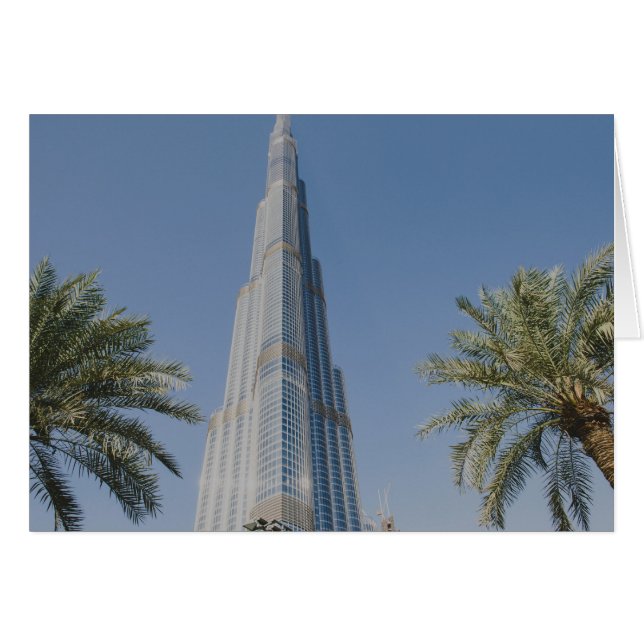 Burj Khalifa, Dubai och palmträd Hälsningskort (Framsidan Horizontal)