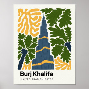 Burj Khalifa Dubai UAE blommigt för abstrakt Poster
