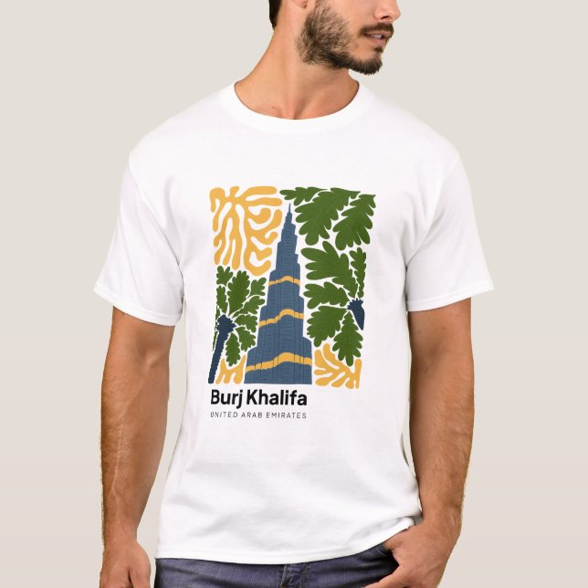 Burj Khalifa Dubai UAE blommigt för abstrakt T Shirt (Framsida)