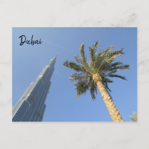 burj khalifa handflatan träd vykort