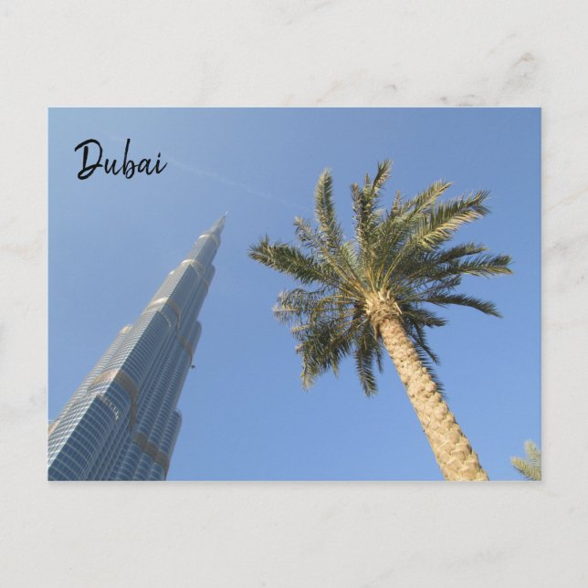 burj khalifa handflatan träd vykort (Framsida)
