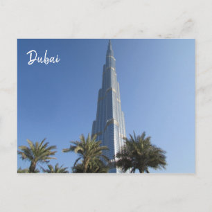 burj khalifa handflatan träd vykort