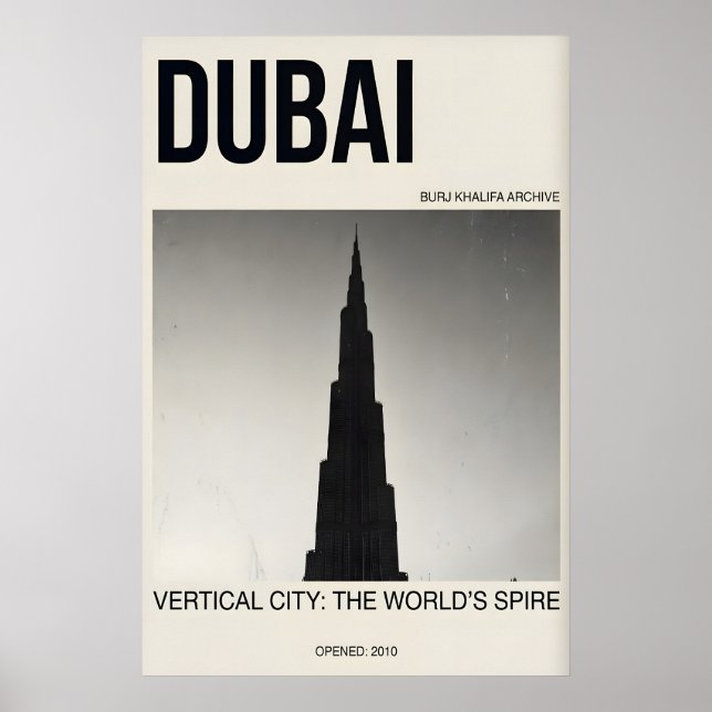 Burj Khalifa konsttryck svart och vitt Dubai Poster (Framsidan)